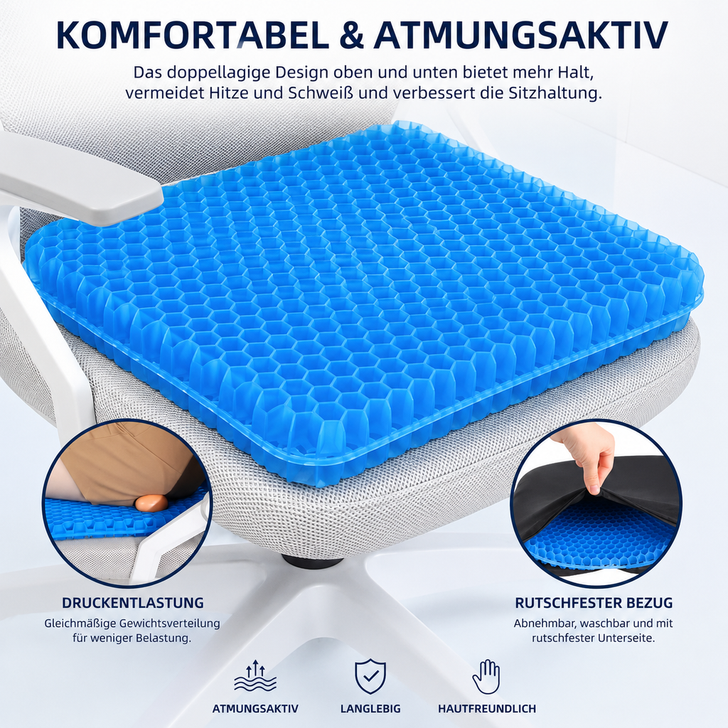 Gel-Sitzkissen mit Honigwaben-Technologie